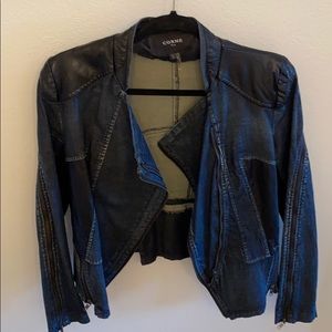 COMME USA Denim & Faux Soft Leather Jacket.